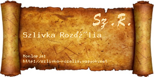 Szlivka Rozália névjegykártya